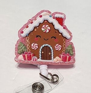 Gingerbread House Badge Reel Christmas Holiday Xmas Gift Exchange Stocking